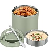 40oz Insulated Food Jar-Say Goodbye to Spills&amp;Cold Meals|QuickLift Airtight Leak-Proof Lid Thermo...