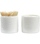 Iyulania Porcelain Toothpick Holders, Set of 2 Toothpick Dispensers with 400 pcs Bamboo Toothpick...