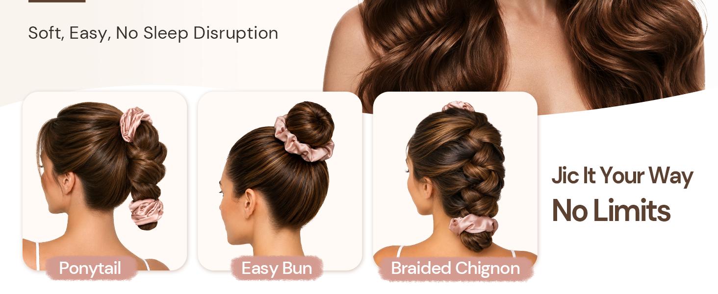 BONNET QUEEN Satin Heatless Hair Curler &amp; Hair Tie Set, Curling Rods for Heatless Curls Overnight