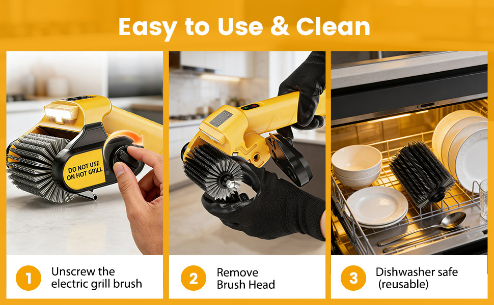 Easy-to-install electric barbecue brush