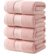 REDKISS Pink Bath Towels Set of 4, Extra Large Bath Sheets 27 X 59 Inches, 100% Cotton, 600 GSM, ...