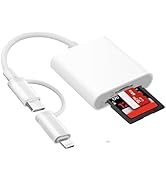 Denlane SD Card Reader for iPhone iPad Mac, USB C &amp; Lightning Dual Connector Digital Camera Adapt...