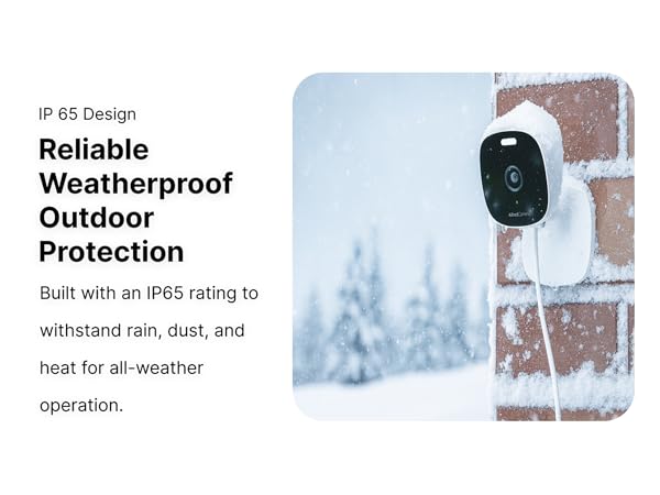 Weatherproof outdoor security camera with IP65 rating, built to withstand rain, snow, and heat.