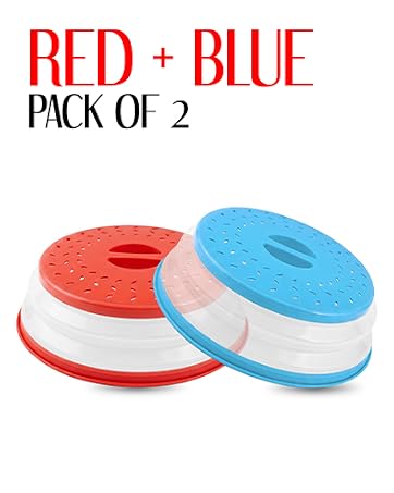 Galleyby Pack of 2 Red and Blue Microwave Splatter Cover
