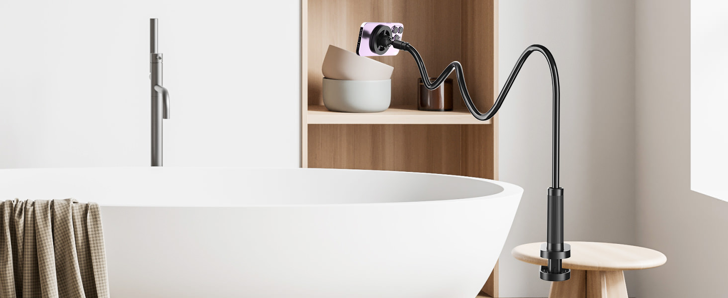 gooseneck phone holder for bathroom