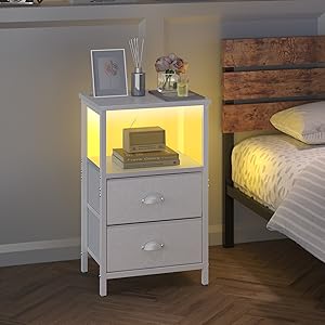LED Nightstands side tables bedroom white night stand
