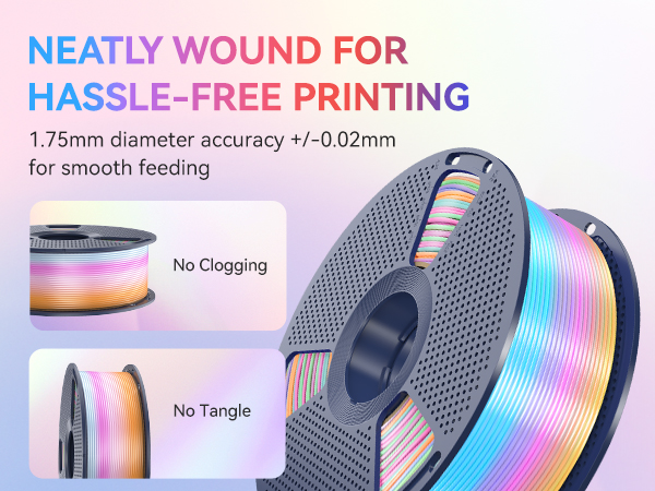 sunlu 3d printer filament rainbow silk filament color changing multicolored rainbow multi color
