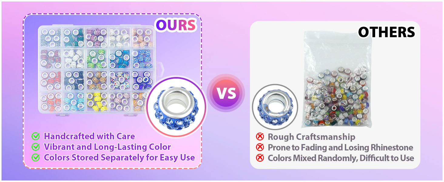 Rhinestone Large Hole Beads