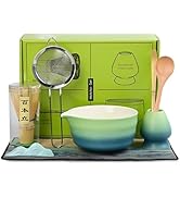 Matcha Whisk Set, 8 Pcs Ceramic Match Bowl with Spout and Bamboo Matcha Whisk and Holder, Bamboo ...