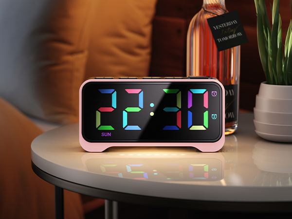 Pink alarm clock dual alarms