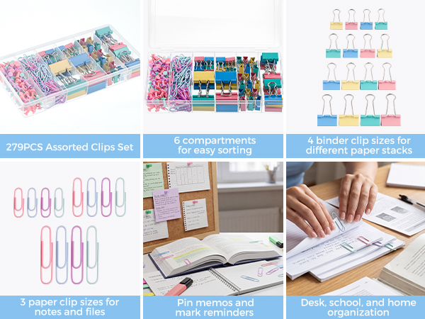 Paper Clips and Binder Clips Set Assorted Sizes