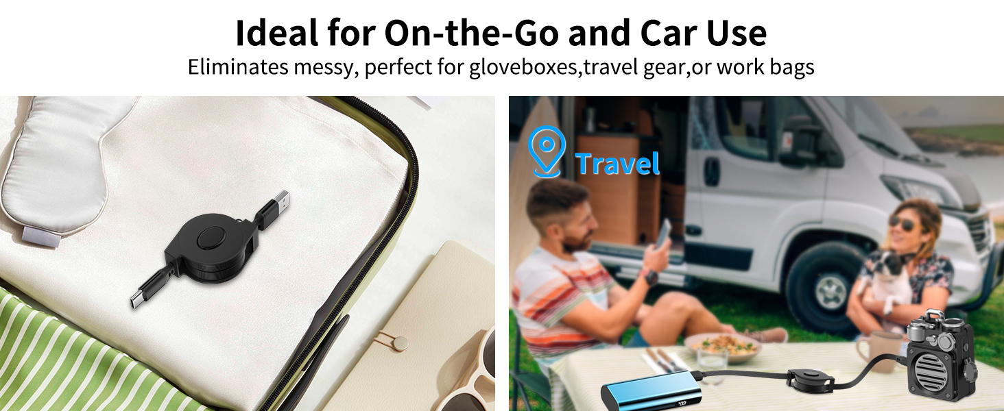 Retractable USB-A to USB C Carplay Cable