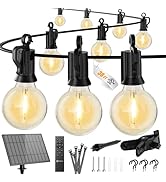 Brightown 38FT Solar String Lights Outdoor with Remote and 16 LED Shatterproof Bulbs, Dimmable &amp; ...
