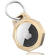 Tieuwant AirTag Holder Case- Aluminum Alloy Keychain for Apple AirTag Tracker (Gold)