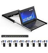 MT-VIKI 8 Port KVM Console HDMI, 1U Rack Mount KVM Console w/15.6'' LCD Monitor, 1080P Short Dept...