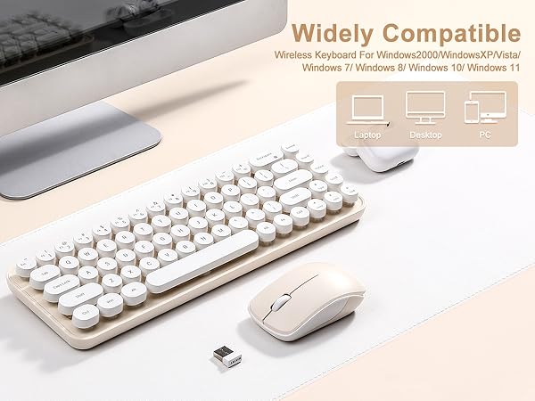 i68 Wireless Typewriter Keyboard and Mouse Combo