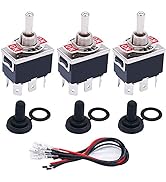 TWTADE 3 Pcs Momentary Heavy Duty Rocker Toggle Switch 6 Pin 3 Position (ON)-Off-(ON) DPDT 16A 25...