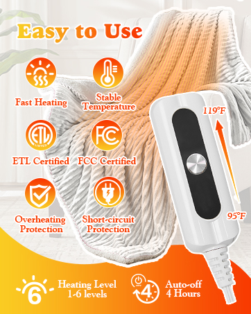 striped heated flannel blanket