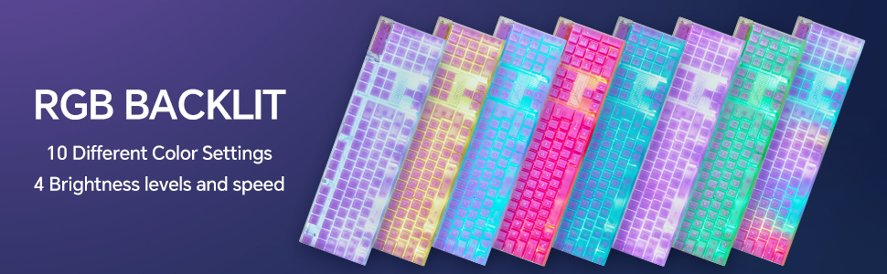 LED Rainbow Light Up Gaming Keyboard and Mouse Combo Transparent USB Wired