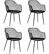 Giantex Modern Dining Chairs Set of 4 - Black Arm Chair with 15