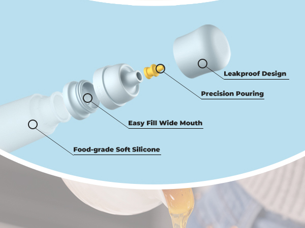 Leakproof Design Precision Pouring Easy Fill Wide Mouth Food-grade Soft Silicone