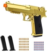 Trokiomi Gold Soft Bullet Toy Gun Shell Ejecting for Boys, Realistic Shooting Game Toy Pistol wit...