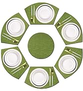 pigchcy Wedge Shaped Placemats Set of 6 with Centerpiece Round Mats Washable Kitchen Placemats He...