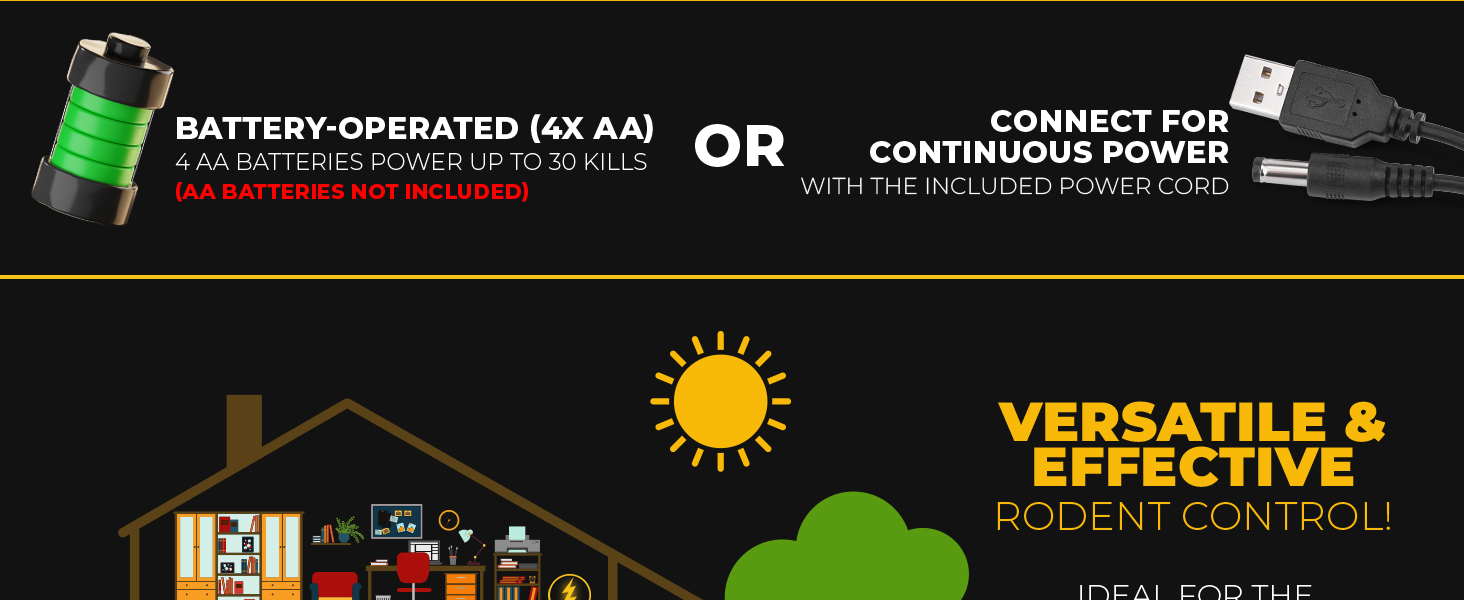 Humane Electronic Rodent Trap Zapper Electric Mouse Rat Squirrel Kill Pest Control Indoor Safe