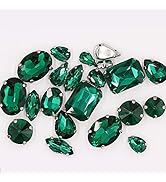 Sew on Rhinestones with Claws, Emerald Green Rhinestones Mixed Shapes Glass Rhinestones for Craft...