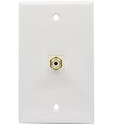 BOPLAT 1 Port RCA Wall Plate Female to Female - Single Gang Subwoofer/Audio Cover Plate in White