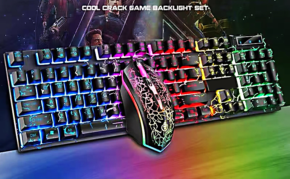 Wired Crack Rainbow Gaming Keyboard, 