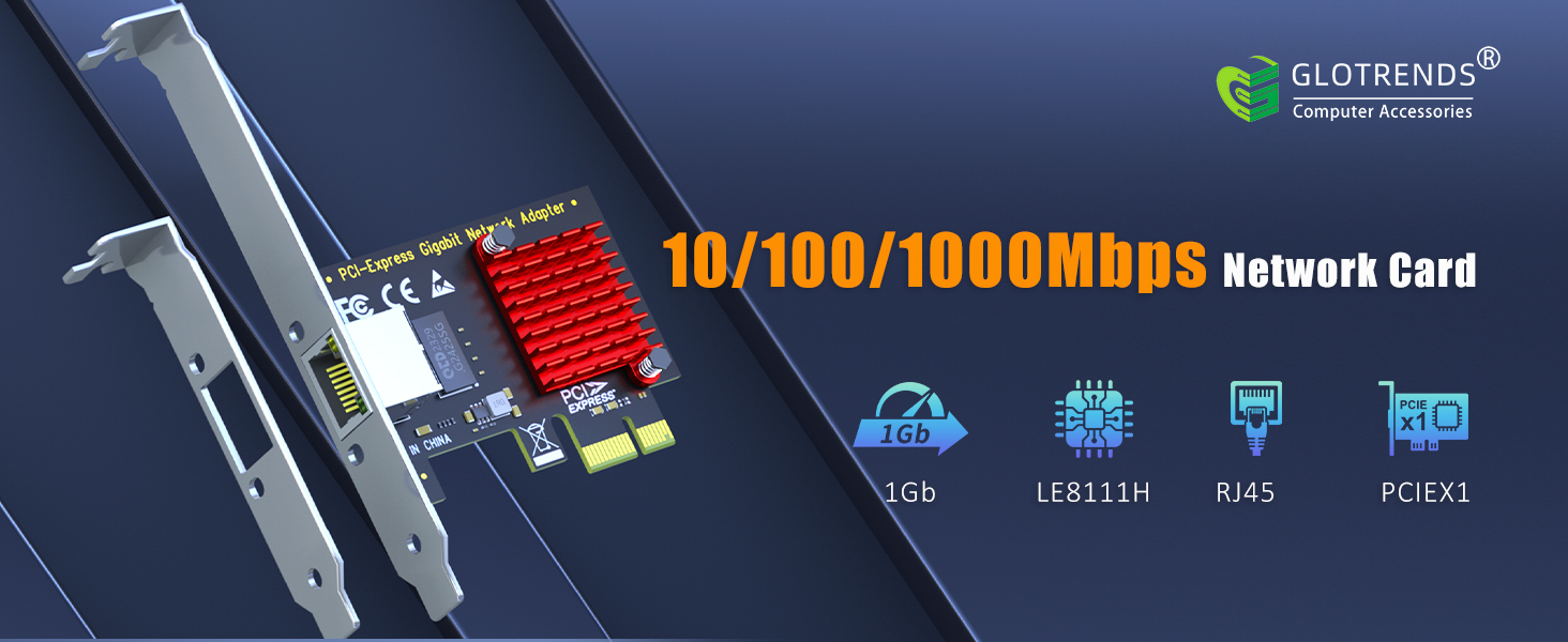 GLOTRENDS LE8111H Gigabit Network Card for Home Desktop PC