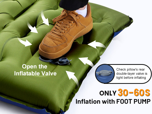 Camping Sleeping Pad,5.9 Inch Thick Camping Mat with Built in Pillow and Foot Pump