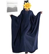 GUOZCARAY Elegant Islamic Abaya Dress Set for Women Modest Batwing Sleeve Prayer Dress with Hijab...