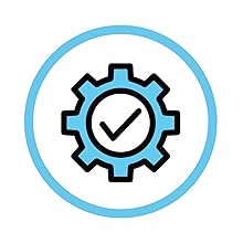 Blue gear icon with a check mark