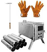 Camping Stove for Hot Tents, LAMA 304 Stainless Steel Wood Burning Stove with Stainless Wall Chim...