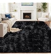 8x10 Area Rugs for Living Room Rug: Soft Fluffy Shag Black Rugs for Bedroom, Non-Slip Large Fuzzy...
