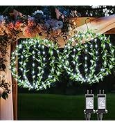 Flacchi Hanging Iron Sphere Lights with Artificial Greenery – 12Inch 120 LED Waterproof Outdoor/I...