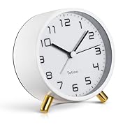 Analog Alarm Clocks,Retro Metal Desk Silent Non Ticking Small Clock with Night Light,Battery Oper...