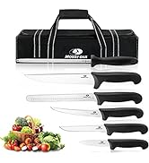 Mossy Oak Outdoor Knife Set - 6 PCS Chef Knife Set with Roll Bag - Premium Stainless Steel BBQ Kn...