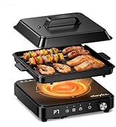 olayks Induction Cooktop, Portable Induction Cooktop with Removable Cast Iron Pot and Pan, 1500W ...