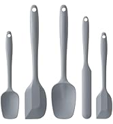 Silicone Spatula Set, 5 Piece Food Grade Rubber Spatulas for Baking, Cooking, and Mixing High Hea...
