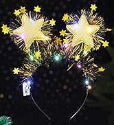 Uranian Light Up Star Headbands Glitter Star Hair Bands Led Birthday Headband Christmas Hair Acce...