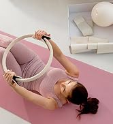 Home pilates workout with pilates ring and yoga mat, exercises using pilates kit
