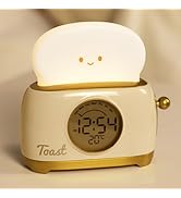 Aokpsrt Alarm Clock for Kids, Cute Toast Night Light Alarm Clocks for Bedrooms, Dimming Rechargea...