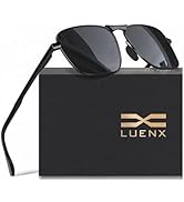 LUENX Rectangular Polarized Aviator Sunglasses for Men Retro Pilot Shades Driving UV400 Protection