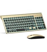 TopMate Wireless Gaming Keyboard and Mouse Ultra Slim Combo, 2.4G Silent Compact USB 2400DPI Mous...