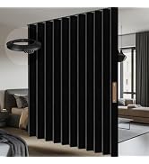 AJAZZ 100% Blackout Accordion Room Divider Curtains - with Flexible Ceiling Track Total Privacy S...