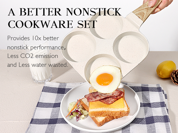 Egg Pan Omelette Pans 4 Cup Nonstick Granite Omelette Non Stick Skillet Pancake Induction Cookware