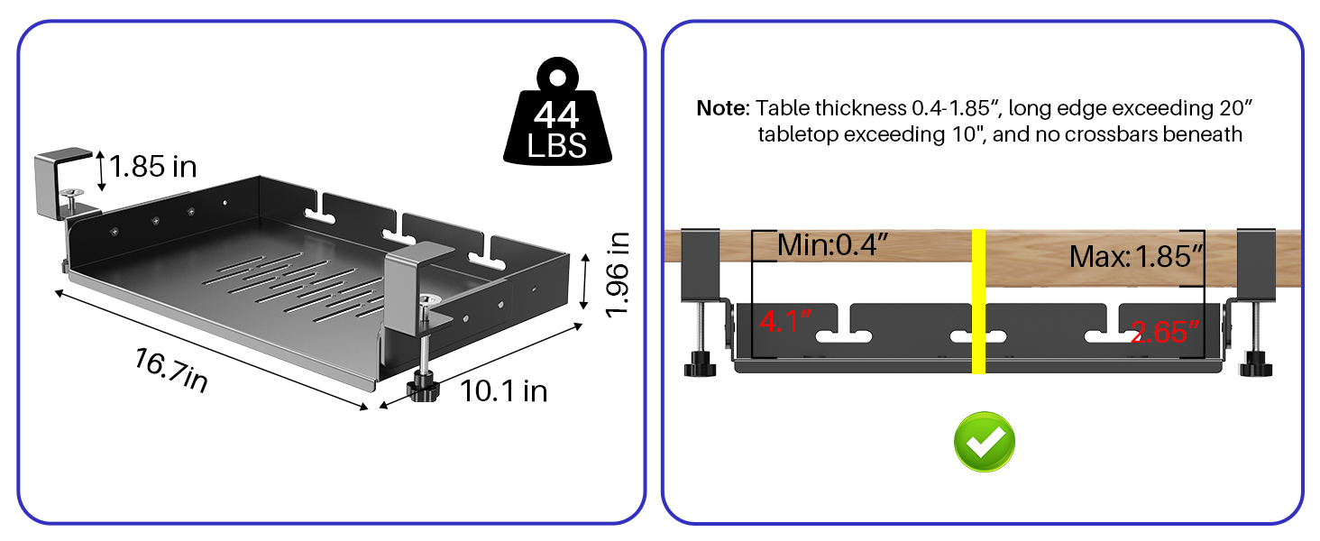 No Drill Under Desk Laptop Mount